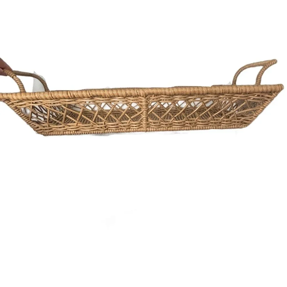 Large Woven Wicker Basket Rectangular Tray